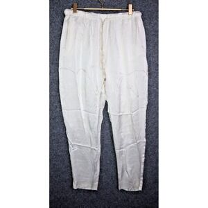 Enrica Japan Pants Women 38 Pearl White 27" 100% Silk Lightweight Drawstring EUC